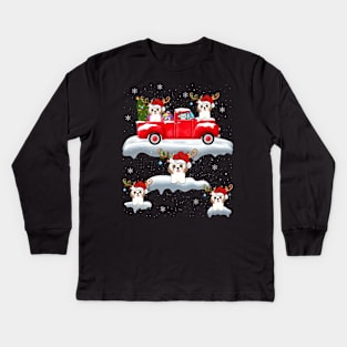 Xmas Lights - Shih Tzu Dog Riding Red Truck Christmas Kids Long Sleeve T-Shirt